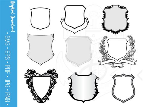 Royal Shields Heraldic Vector Svg Design Collection Crest Etsy