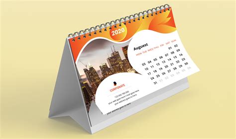 Desk Calendar Design Template 2020 Stationery Templates ~ Creative Market