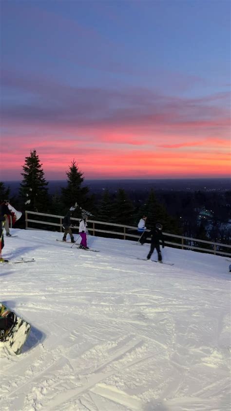 Sunset Skiing Skiing Sunset