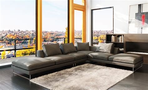 This has the highest quality faux leather to craft this product. 5051 Modern Grey Leather Sectional Sofa