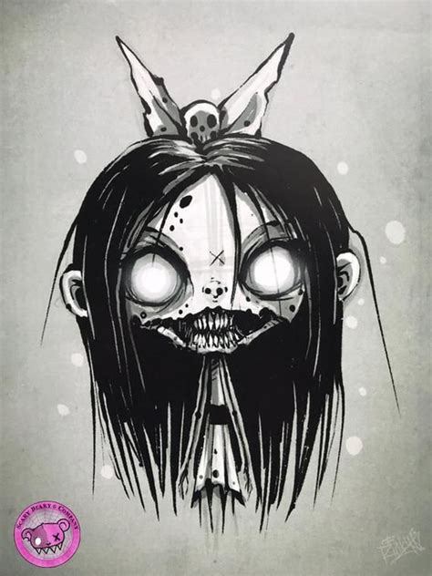 Creepy Cute Zombie Girl Art Print Creepy Drawings