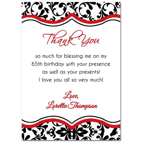 Black Damask And Red Personalized Thank You Notes By That Party Chick