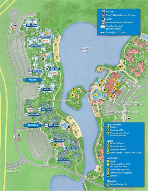 Disney S Caribbean Beach Resort Map Wdwinfo Com Caribbean Beach