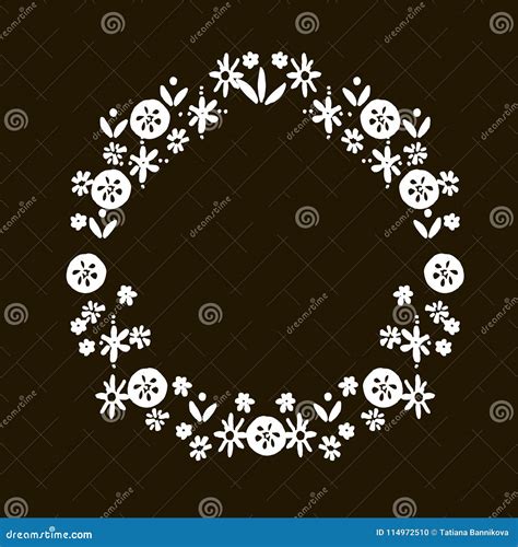 Hand Drawn Cute Vector Wreath Simple Doodle Floral Elements Stock