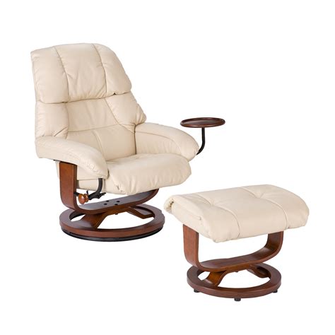 Available in four color variations, the chair with ottoman features an elegant wood base that gives them effortless swivel motion. Amazon.com: Bonded Leather Recliner and Ottoman - Taupe ...