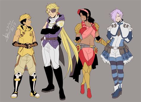 Rwby Ocs Team Gold Redesigns By Mangarainbow Rwby Character