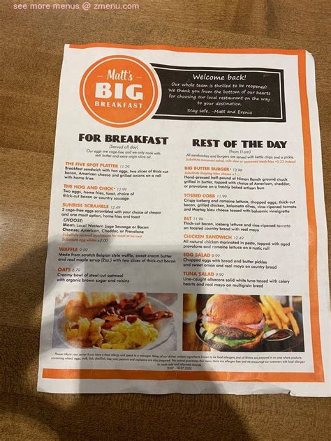 Online Menu Of Matts Big Breakfast Restaurant Phoenix Arizona 85034