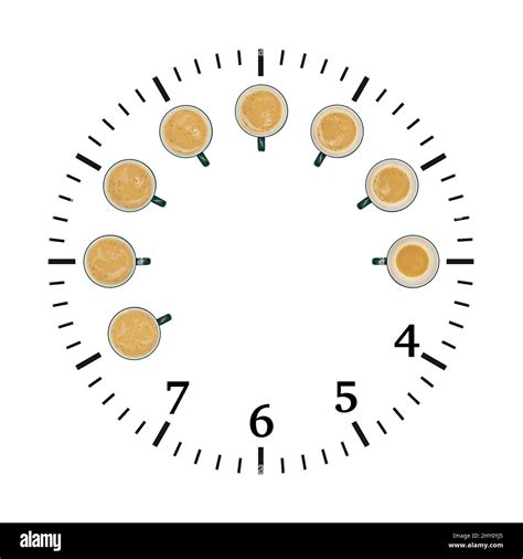 Creative Funny Clock Face Design With Coffee Cups Instead Of Numbers