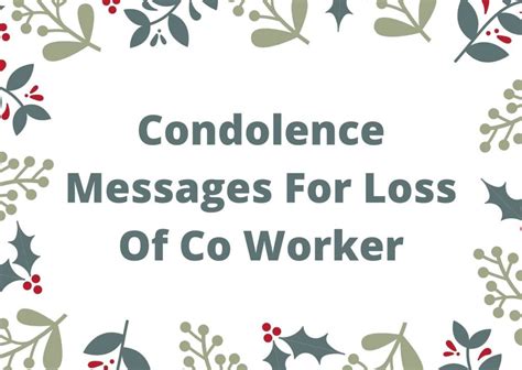 Condolence Messages For Loss Of A Co Worker Condulencemsg