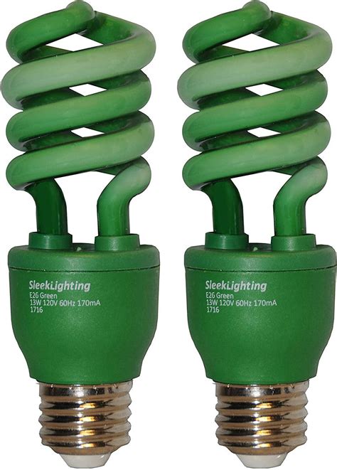 Sleeklighting 13 Watt Green Spiral Cfl Light Bulb 120volt E26 Medium