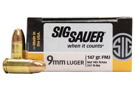 Sig Sauer 9mm Luger 147 Gr Fmj Elite Ball 50box Sportsmans Outdoor