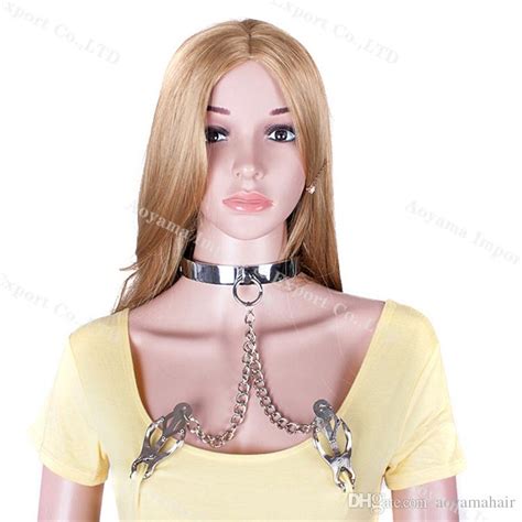Female Metal Bondage Neck Collar Bdsm Gear Slave Collars With Nipple Clamps Adult Sex Toys