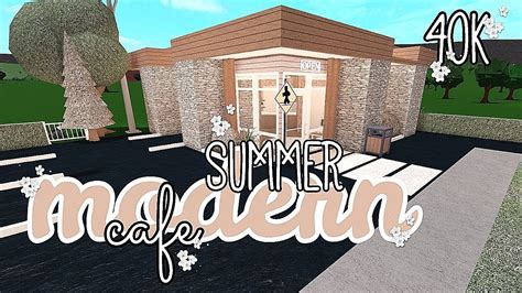 Playing bloxburg my new house tour. - summer modern cafe || bloxburg || cafe build - - YouTube