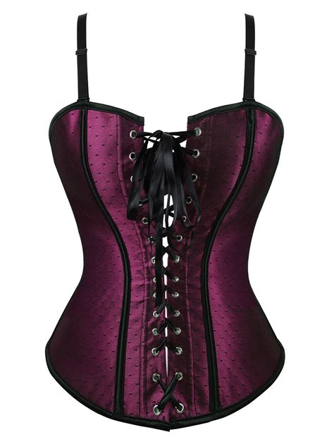 [37 Off] 2021 Plus Size Mesh Lace Up Waist Training Corset Set In Purple Dresslily