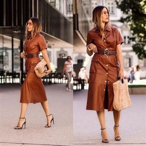 Zara Brown Faux Leather Midi Dress On Mercari Brown Leather Dress