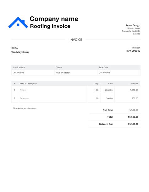 Free Roofing Invoice Template Customize And Send In 90 Seconds