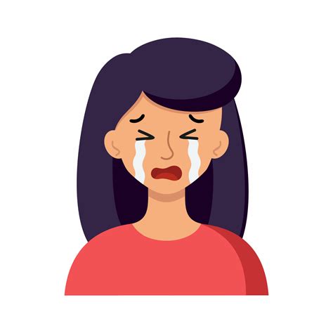 the girl is crying tears on the girl s face human emotions vector character in the cartoon