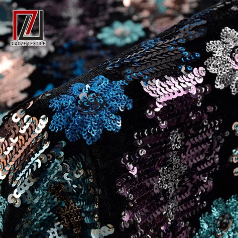 Wholesale 100 Polyester Sequin Embroidery Knitting Shiny Velvet Fabric