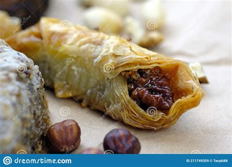 Delicious Turkish Baklava In The Shape Of An Envelope Stock Image