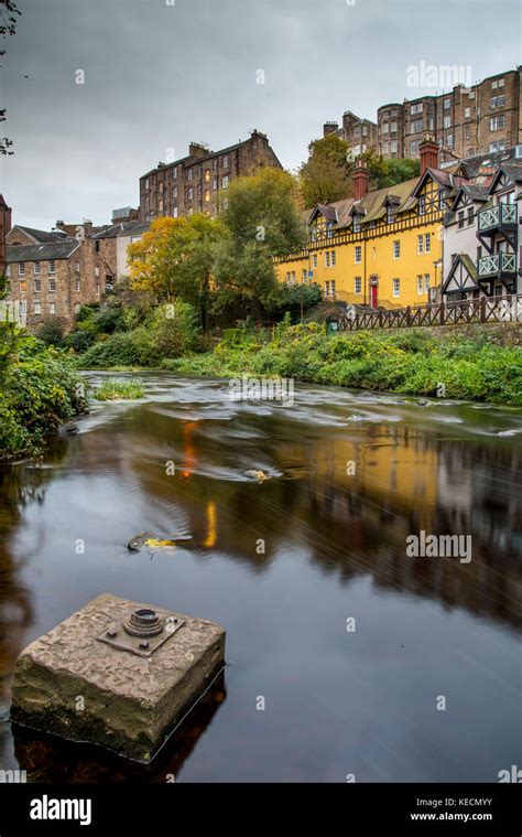Dean Village In Edinburgh Picturesque Buildings Set On Water Of Leith