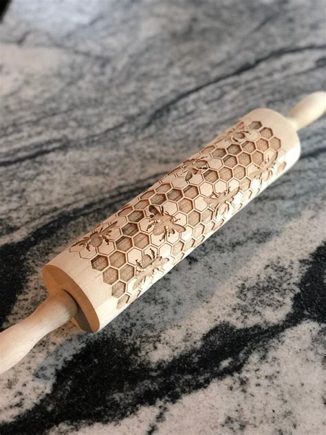 Honey Bee Honeycomb Laser Engraved Rolling Pin Holiday Etsy