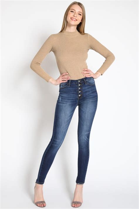 kancan jeans victoria high rise exposed button wash skinny jeans kc7113