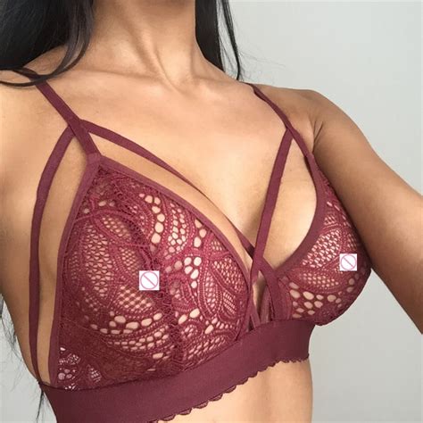 Sexy Lace Hollow Out Bra Unlined Adjusted Straps Hole Out Underwear