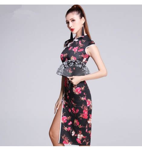 Black With Floral Printed Short Sleeves Fashion Sexy Womens Ladies