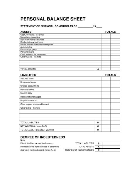 Printable Balance Sheet Template Customize And Print