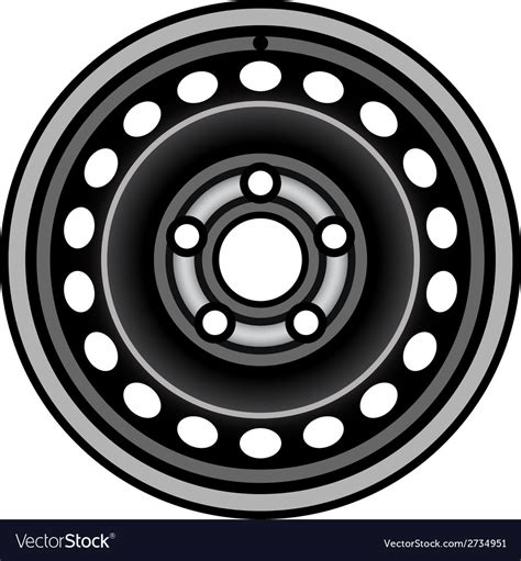 Black Car Iron Wheel Rim Royalty Free Vector Image