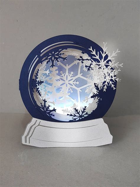 Snow Globe First Snow Box Card Template Etsy Uk