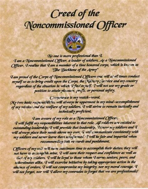 Nco Creed Soldiers Creed Us Army Infantry Army Values