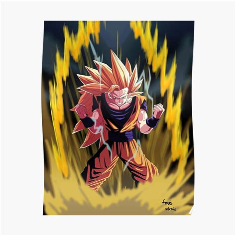 Póster Goku Ssj3 Full Power De Luis Art Redbubble