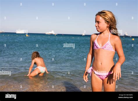 Young Caucasian Girls On The Beach In Swimwear Plage De Pampelonne Ramatuelle St Tropez