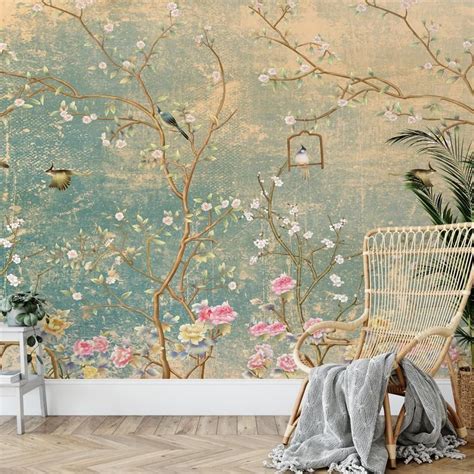 Aqua Peel And Stick Wallpaper ~ Chinoiserie Peel And Stick Wallpaper