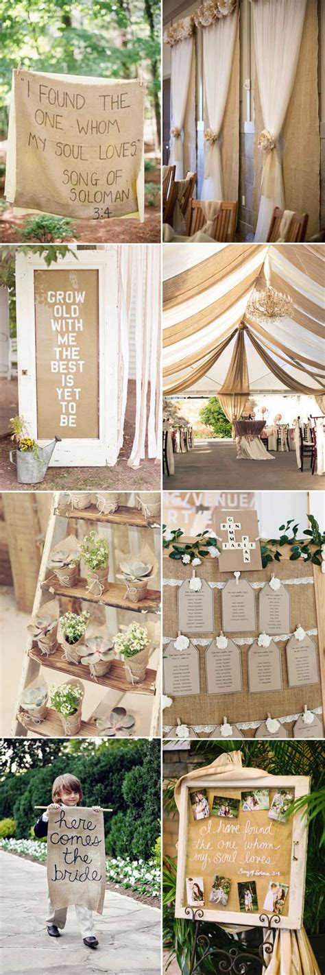 A rustic wedding theme is friendly and homey — the main goal is to create a warm and inviting party atmosphere that feels cozy. The Most Complete Burlap Rustic Wedding Ideas For Your ...