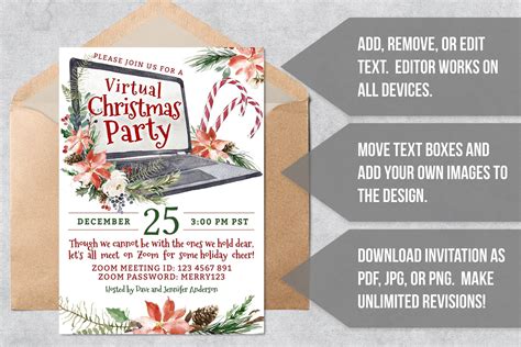 Virtual Christmas Party Invitation Christmas Zoom Party Etsy