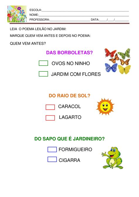 Atividade Leilão De Jardim Educação Infantil