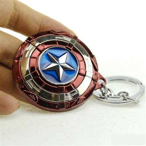 Cool Keychains Captain America Shield Marvel Fan Split Ring Alloy