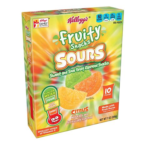 Kelloggs Fruity Snacks Citrus Sours Gluten Free Fat