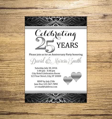 25th Silver Wedding Anniversary Invitation Black And