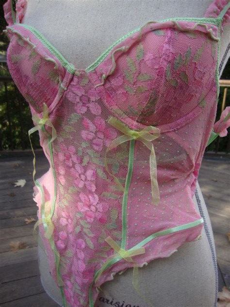 vintage lingerie pink lace bra corsetry shapewear camisole undergarment panties bodysuit romper