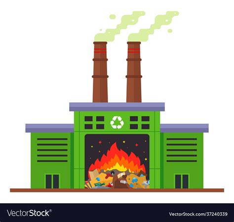 Waste Incineration Plant And Emission Harmful Vector Image