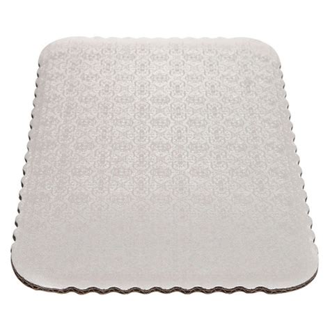 Ocreme White Scalloped Corrugated Cake Board 9 34 X 13 34 X 14