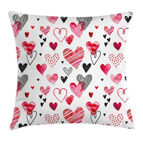 Valentine Throw Pillow Cushion Cover Different Types Of Heart Shapes Romance In Love Theme