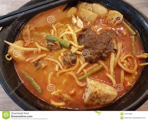 Hot And Spicy Curry Noodle Laksa In A Bowl Stock Image Image Of Bowl