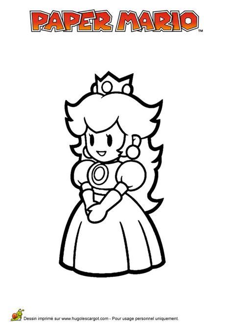 La princesse Peach du jeu vidéo Mario Paper Millenaire à colorier Coloriages héros de jeux