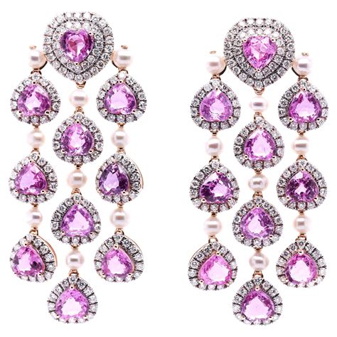 Briolette Cut Colored Sapphire Diamond French Chandelier Earring At Stdibs