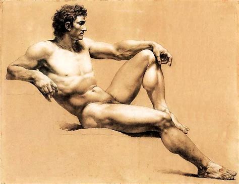 Academic Reclining Male Nude Study Painting By Jacques Reattu Fine