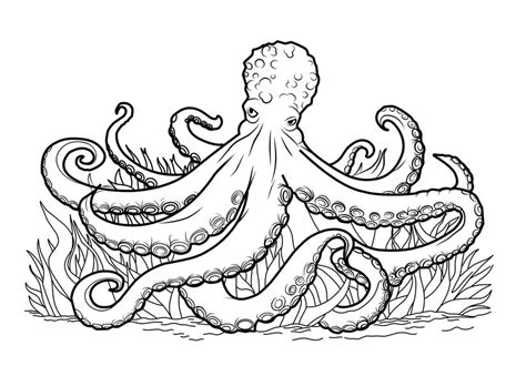Premium Vector Octopus Coloring Book Coloring Page Simple Line
